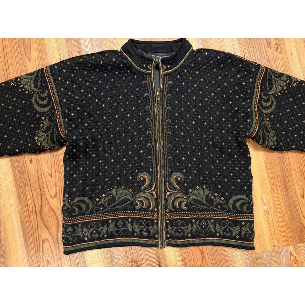 Dale of Norway Dale Casual Full Zip Nordic Wool Sweater Black Green Gold Womens - Picture 4 of 7